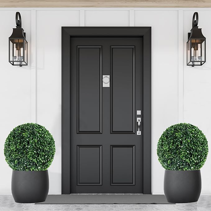 Ogrmar 2 PCS 17.7 inch 2 Layers Artificial Plant Topiary Ball Faux Boxwood Decorative Balls for Backyard, Balcony,Garden, Wedding and Home Décor (17.7 Inch)