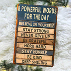 Motivational Metal Tin Sign - 8 Powerful Words for The Day Posters - Inspirational Wall Art Positive Quotes for Home Gym Office Classroom Decor Durable Rustic Wall Decor for Teens Adults 8x12 Inch