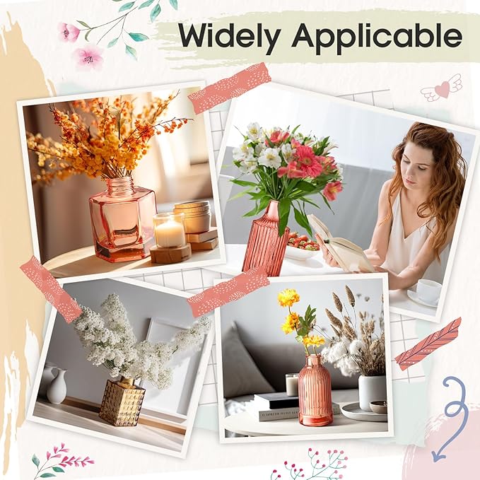 Yaomiao 30 Pcs Vases Bulk Colored Flower Glass Vases Bud Vintage Colored Glass Bottles Colorful Rustic Embossed for Home Wedding Table Decorations Gifts(Orange Yellow Series)