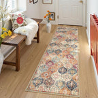 Lahome Moroccan Trellis Washable Runner Rug, 2x6 Kitchen Runners for Hallways 6 Feet Non Slip, Vintage Laundry Room Rug Ultra-Thin Long Carpet for Bathroom Bedroom Entryway, Cream/Multi