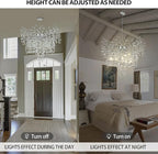 40 inch Crystal Chandelier for Dining Room, Round Silver Tree Branches Chandeliers, Top K9 Crystal Chandelier, Modern Chandeliers for Kitchen,Foyer Entryway,Luxury Adjustable Hanging Chandelier