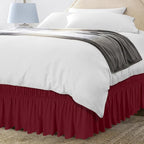 Utopia Bedding Queen Elastic Bed Ruffle - Easy Wrap Around Ruffle - Microfiber Bed Skirt with Adjustable Elastic Belt 16 Inch Tailored Drop - Hotel Quality Bedskirt, Fade Resistant (Queen, Burgundy)