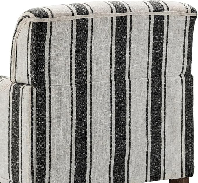 UIXE Stripe Accent Chair, Modern Upholstered Armchair in Fabric for Living Room, Nailhead Trim Club Arm Chair Comfy Single Sofa Bedroom Reading Seat with Wood Legs - Black