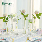 Hewory Glass Bud Vases for Centerpieces Set of 36, Handmade Modern Clear Small Skinny Decorative Single Flower Vase, Minimalist Slim Floral Vase for Home Wedding Party Events Table Decor, 7.87"