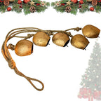 Harmony 5 Cow Bells Cluster on Rope - Large Rustic Vintage Lucky Cow Bells On Rope Wall Hanging Decor