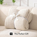 MIULEE Cream Super Soft Throw Blanket for Bed, Twin Size Cozy Fluffy Warm Blankets Knit Blankets for Couch, Sofa, Chair, Living Room, Camping, Picnic, 60 x 80 inch