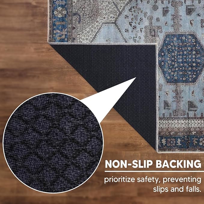 Keen Home Design 2x7 Rug - Machine Washable Runner Rug with Non-Slip Backing, Ideal for Hallway, Entryway, Kitchen, Laundry Room - Vintage, Easy Clean, Durable, Low Pile Rug - (2'6" x 7')