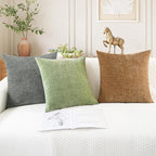 CaliTime Throw Pillow Covers Decorative 16 X 16 Inches Pack of 2 Cozy Chenille Cushion Case for Couch Sofa Bed Living Room Home Apricot Brown