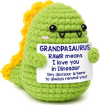 Mini Grandpa Gifts for Christmas– Handmade Crochet Dinosaur Grandpasaurus RAWR I Love You Gift for Grandpa Papa Pops Birthday Christmas Stocking Stuffer Decorative Collectible