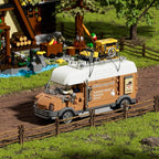 FUNWHOLE Carpentry Van Lighting Building-Bricks Set - Farm Woodworker Car Collectible Display Set 496 Pcs for Adults and Teen