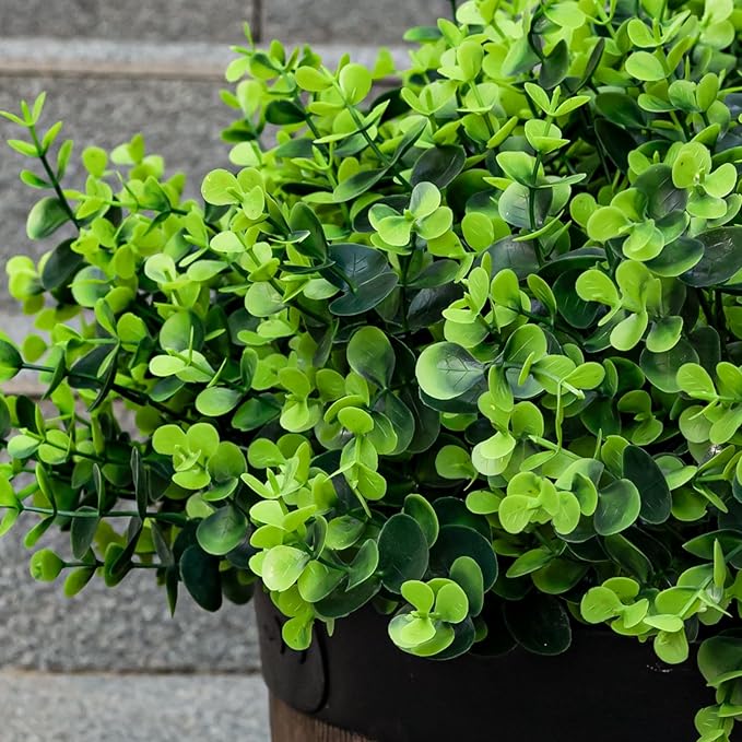 20 Bundles Artificial Plants for Outdoor Fake Plants for Spring Decoration,Faux Eucalyptus Plants for Planter UV Resistant Lifelike for Home Porch Garden（Green）