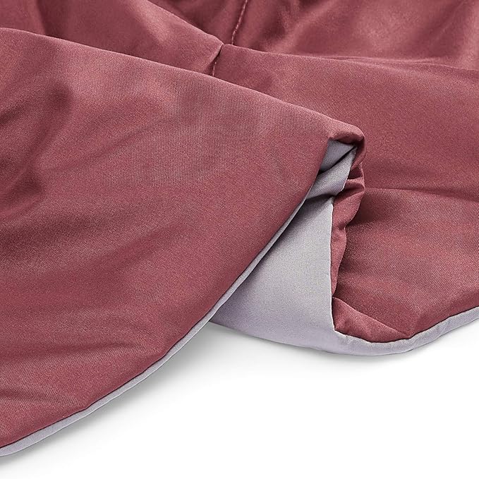 Amazon Basics Twin/Twin XL Reversible Comforter Lightweight Microfiber All Season Blanket, Burgundy/Grey