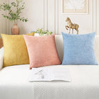 CaliTime Throw Pillow Covers Decorative 26 X 26 Inches Pack of 2 Cozy Chenille Cushion Cases for Couch Sofa Bed Living Room Home Gold