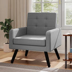 Kromax Mid-Century Modern Accent Chair for Living Room, 496 Lb. Weight Capacity, Dual Armrests, Comfy Extra Large Seat, Timeless Style Perfect for Reading & Relaxing, Light Grey