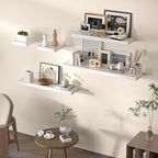 Floating Shelves for Wall,40" W x 8" D x 1.5" H, Wooden Wall Mounted Display Shelves with Invisible Brackets for Living Room, Bedroom, Bathroom, Kitchen Decor and Storage, Set of 2, White