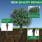 Set of 2 Artificial Lavender Boxwood Topiary Ball Bush for Outdoor with Ground Spike 22", UV Resistant Faux Greenery Shrubs, Fake Boxwood Plants for Indoor, Garden, Yard, Porch, Patio Decor