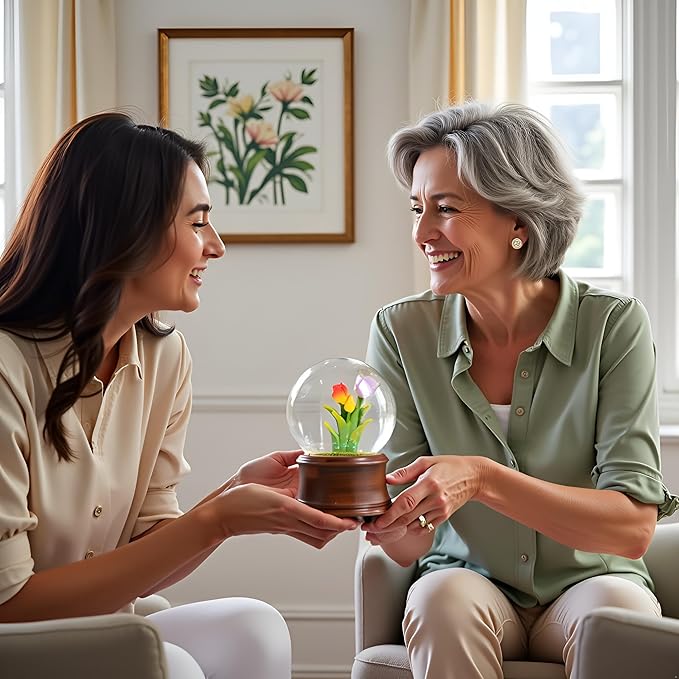 Fall Autumn Decor Tulip Snow Globe Musical, Tulip Themed Gifts, Indoor Fall Decorations, Thanksgiving Gift Ideas.