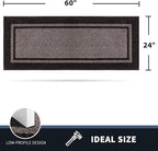 PURRUGS Dirt Trapping Door Mat 24" x 60", Non-Slip/Skid Machine Washable Entryway Rug, Shoes Scraper, Area Rug, Super Absorbent Welcome Mat for Muddy Wet Shoes and Paws, Grayish Brown & Coffee