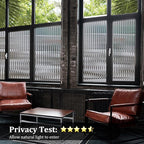 Window Privacy Film, Frosted Reeded Glass Cling, 3D Decorative Coverings with UV Blocking, Adhesive Stickers for Bathroom Doors Cabinet