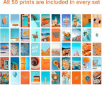 Y2K BOO Peachy Teal Wall Collage Kit - 50 Trendy Peach and Teal Aesthetic Photos for Dreamy Spaces, Perfect Room Decor for Teens, 4"x6" Preppy Wall Art for College Dorms