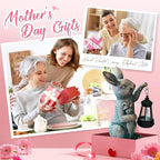 Solar Garden Statues -Rabbit Lantern Outdoor Handmade Resin Statue with LED Light, Cute Carrot Holder for Patio, Yard, Gift Ideas (rabbit2)