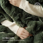 EVERGRACE Ultra Soft Luxury Fluffy Ridgeline Faux Rabbit Fur Throw Blanket, Thick Warm Bubble Throw for Bed, Cozy Plush Reversible Blankets for Couch, Chair, Sofa, Green, 60x80 Inches, 870 GSM