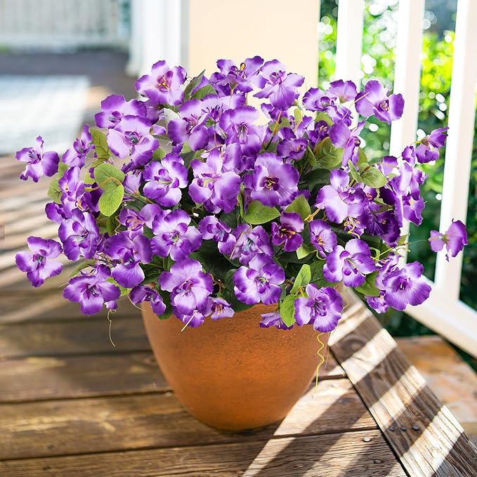 Hibiscus Artificial Flowers Plants for Outdoors Spring Decoration, 6 Bundles Silk Hibiscus Tropical Flowers Artificial Realistic UV Resistant Fake Flowers for Outside Planter Porch Patio Balcony Yard