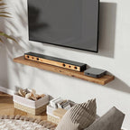 55" Floating Shelves, Live Edge Elm Wood Floating Shelf for Wall, Wall-Mounted Display Shelves with Invisible Heavy-Duty Bracket, Long Floating Shelf for Bathroom, Kitchen, Living Room, Natural Color