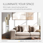 Adesso Trio Floor Lamp with Three Pull Chain Lights and Two-Tier Storage, Black Base, Brown Textured Fabric Shades, 68” Tall, Enhances Room Decor and Lighting