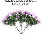 Artificial Flowers for Outdoors, 3 Bundles Fake Silk Azalea Bouquet Faux Flower Plants Outside Decoration UV Resistant Realistic Fake Flowers for Planter Front Door Patio Garden Walkways Home, Purple
