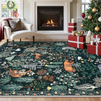 OJIA Jungle Print 8x10 Rugs for Living Room, Green Soft Bedroom Rug Washable Area Rugs 8x10, Modern Dining Room Rug Stain Resistant Floor Carpet for Playroom Kids Nursery Office, Green