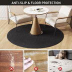 Black Plastic Floor Mat for Under Dining Table, 8ft Round No Slip Waterproof Vinyl Area Rug for Home, Anti-Spill Hard Floor Protector Cover for Living Room, Splat Mat for Under High Chair
