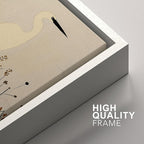 SIGNFORD Framed Canvas Print Wall Art Set Minimalist Heron Art Simplified Shapes in Neutral Tones Illustration Modern Art Decorative Nordic Nature for Living Room, Bedroom, Office - 16"x24"x2 White