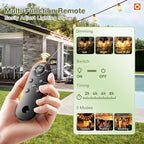 addlon 33(27+6) FT Solar String Lights Waterproof,Patio Light Solar Powered with Remote& USB Port 9+1 LED Shatterproof Bulbs 3 Lighting Modes Outdoor for Camping Backyard Garden