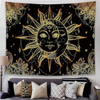 Lunerfex Hippie Sun and Moon Tapestry Bohemian Tapestry Aesthetic Cute Tapestries for Bedroom and Living Room Decor Sun 60×80 Inches
