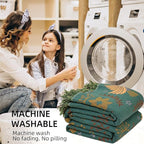 Boho Throw Blanket for Bed, 100% Pure Cotton Ultra Soft Rustic Quilt, Farmhouse Decor Bed Blankets, All Season Rustic Throw for Sofa Couch Chair(91''x 98'', Bird A)