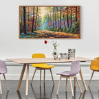 Aurlan Forest Landscape Hand Painted Framed Wall Decor(40"x20"), Large Abstract Birch Tree 3D Textured Oil Painting on Canvas Artwork, Modern Nature Plant Wall Art for Office Living Room Bedroom