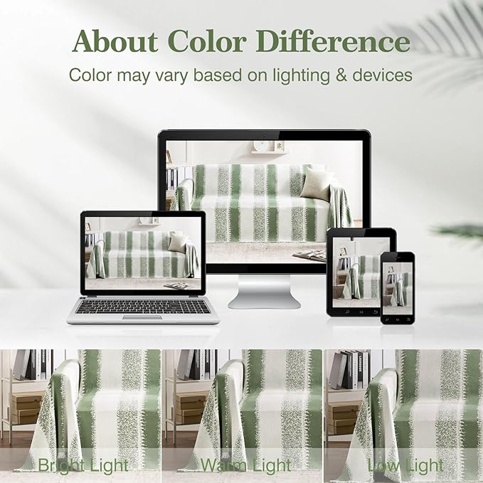 Couch Cover Boho for Dogs Washable Green Couch Covers for 2 Cushion Couch, Chenille Sectional Couch Covers L Shape Sofa Cover, Furniture Protector for Kids, Pets, Green 71" X134"