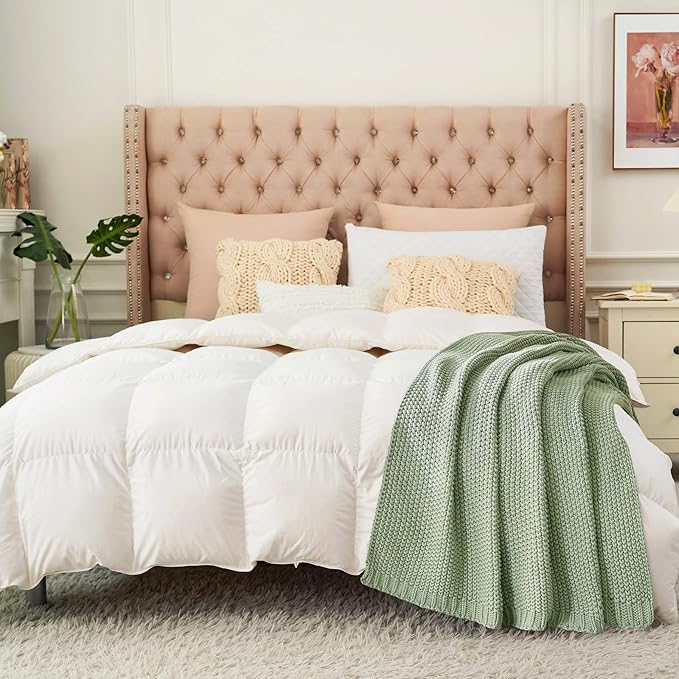 Chunky Cable Knit Throw Blanket Lightweight Light Green 100% Organic Cotton Blanket for Sofa Couch Bed Baby Nursery, Rustic Shabby Chic Modern Farmhouse, 60” x 80” Bonus Laundering Bag