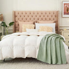 Chunky Cable Knit Throw Blanket Lightweight Light Green 100% Organic Cotton Blanket for Sofa Couch Bed Baby Nursery, Rustic Shabby Chic Modern Farmhouse, 60” x 80” Bonus Laundering Bag