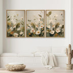 SIGNWIN Framed Canvas Print Wall Art Botanical Floral White Blossoms and Greenery Photography Modern Art Minimalist Black and White for Living Room, Bedroom, Office - 24"x36"x3 Natural