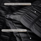 MUXHOMO 7 Pieces King Comforter Set, Seersucker Bed in a Bag King Size, All Season Luxury Bedding Set with Comforter, Flat Sheet, Fitted Sheet, Pillowcases & Shams, Black
