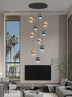 10-Light LED Staircase Chandelier Crystal Ceiling Lights Large Chandeliers for High Ceilings, Entryway Modern Lighting Fixture Villas and Stairs