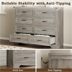 8-Drawer Dresser for Bedroom, Modern Wooden Chest of Drawers with Metal Handles, Anti-Tipping Design, Sturdy and Stable Storage Organizer for Living Room, Entryway, Home Office