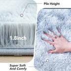 Fluffy Area Rug for Bedroom: Grey Plush Soft Bedside Dorm Area Rug - Small Carpets for Bedroom Kids Room Nursery (Tie-Dyed Light Gray, 3x5Feet)