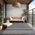 Stripe Outdoor Rug 9x12 Washable Outside Carpet for Indoor Patio Porch Waterproof Easy Cleaning Non Shedding Area Rugs Dark Gray 9 x 12