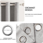 MIULEE Linen Texture Curtains for Bedroom Solid 100% Blackout Thermal Insulated Greyish White Curtains Grommet Room Darkening Drapes for Living Room Nursery 52x96 Inch (2 Panels)