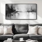 Framed Extra Large Black and White Abstract Canvas Wall Art, Modern Minimalist Horizontal Prints Painting Artwork for Walls, Black Grey Pictures Wall Decor for Living Room Hallway Bedroom Office 30x60 In