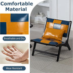 Accent Chair, Modern Comfy Genuine Leather Armless Mid-Century Anthropologie Accent Chairs, Lounge Arm Chair with Solid Wood, Floral Pattern Sofa Chair for Living Room/Office/Balcony/Bedroom