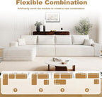 136" Sectional Couches for Living Room Modern Modular Sofa with L-Shape Couchs Upholstered Boneless Couch Deep Seat Sectional Couch with Chaise (White, Left Facing Chaise+3Seaters)